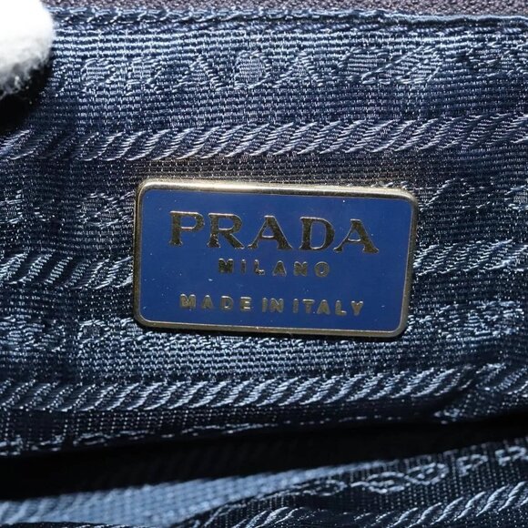 PRADA Hand Bag Nylon Metal Blue Gold Auth 137214 - Picture 13 of 16